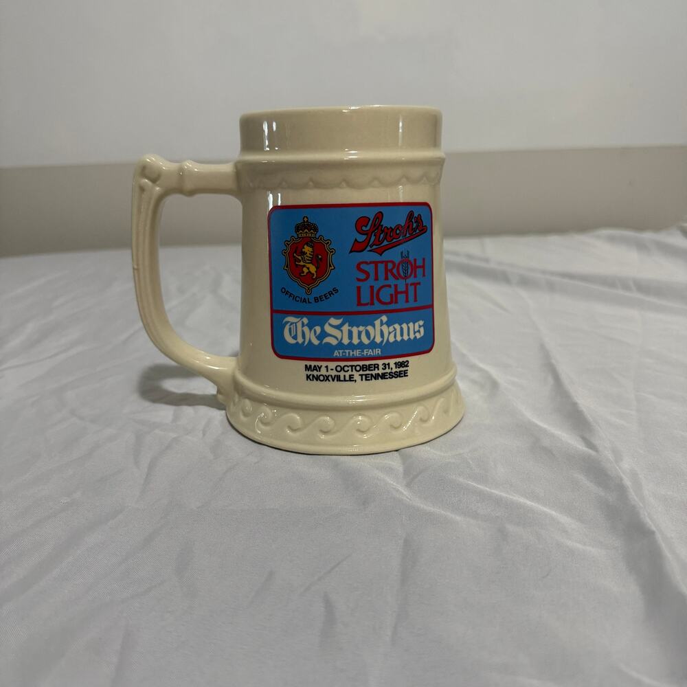 1982 Stroh's Stroh Light World's Fair Knoxville TN Ceramic Beer Stein Mug